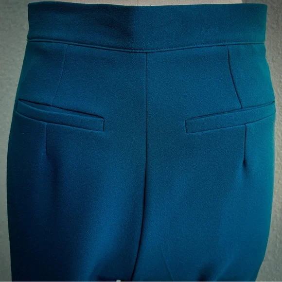 Safiyaa Turquoise Blue Wide Leg Trousers Size 6 38 UK 10 Stretch Flat Front Pant - Picture 12 of 17